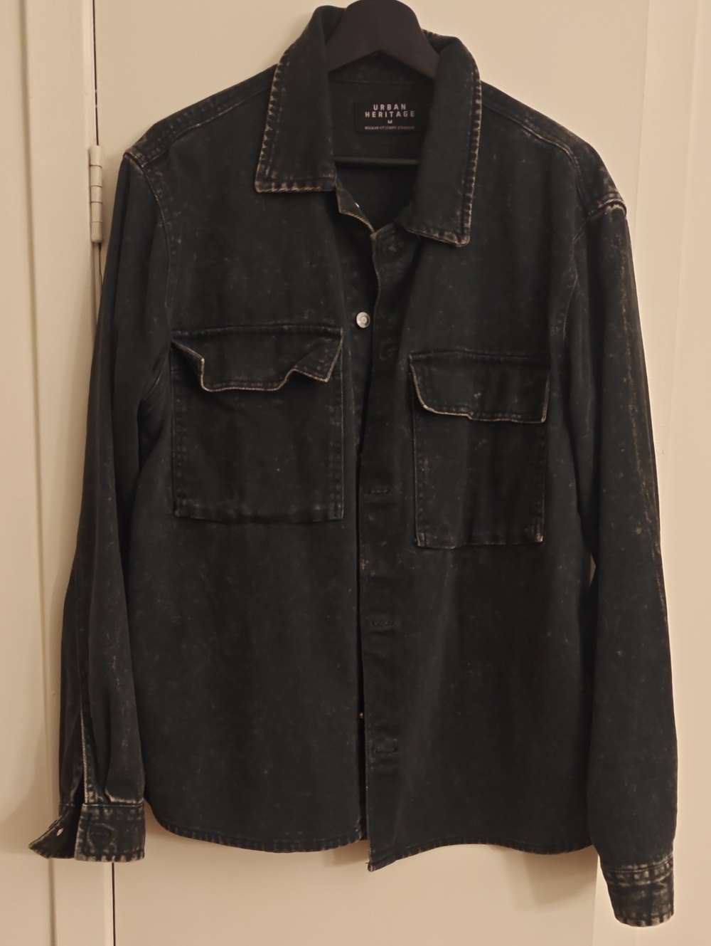 Urban Heritage Women Black Washed Shirt Acid Wash Style Jacket